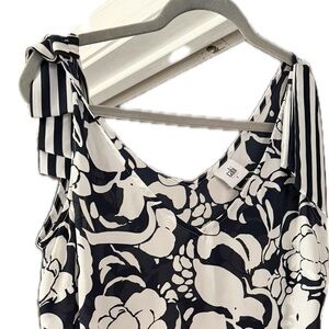 CABI Navy and White Striped sleeveless Blouse